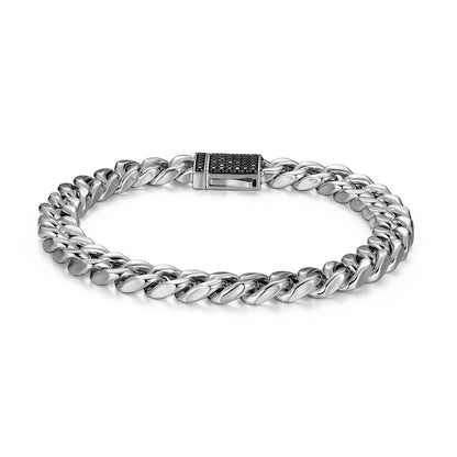 Links Gunmetal Rhodium Finish Sterling Silver Bracelet - UB0052 | ethos