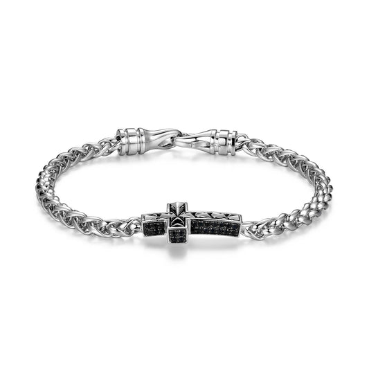 Links Gunmetal Rhodium Finish Sterling Silver Bracelet - UB0053 | ethos