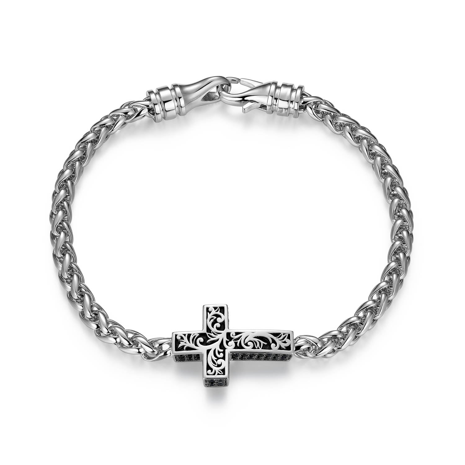 Links Gunmetal Rhodium Finish Sterling Silver Bracelet - UB0054 | ethos