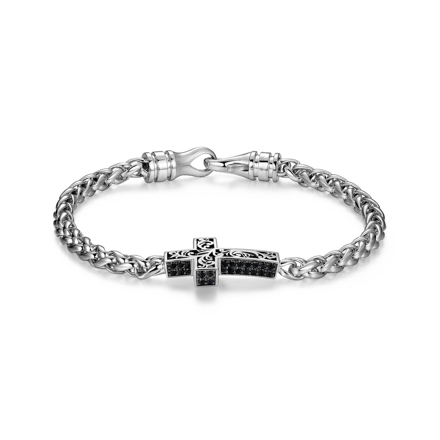 Links Gunmetal Rhodium Finish Sterling Silver Bracelet - UB0054 | ethos
