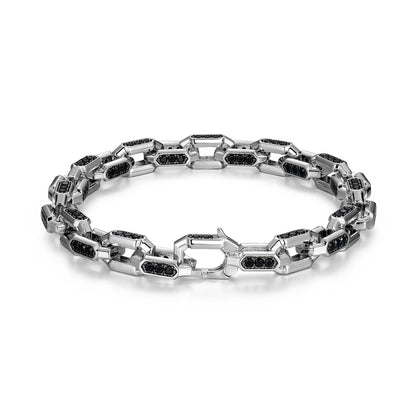 Links Gunmetal Rhodium Finish Sterling Silver Bracelet - UB0055 | ethos