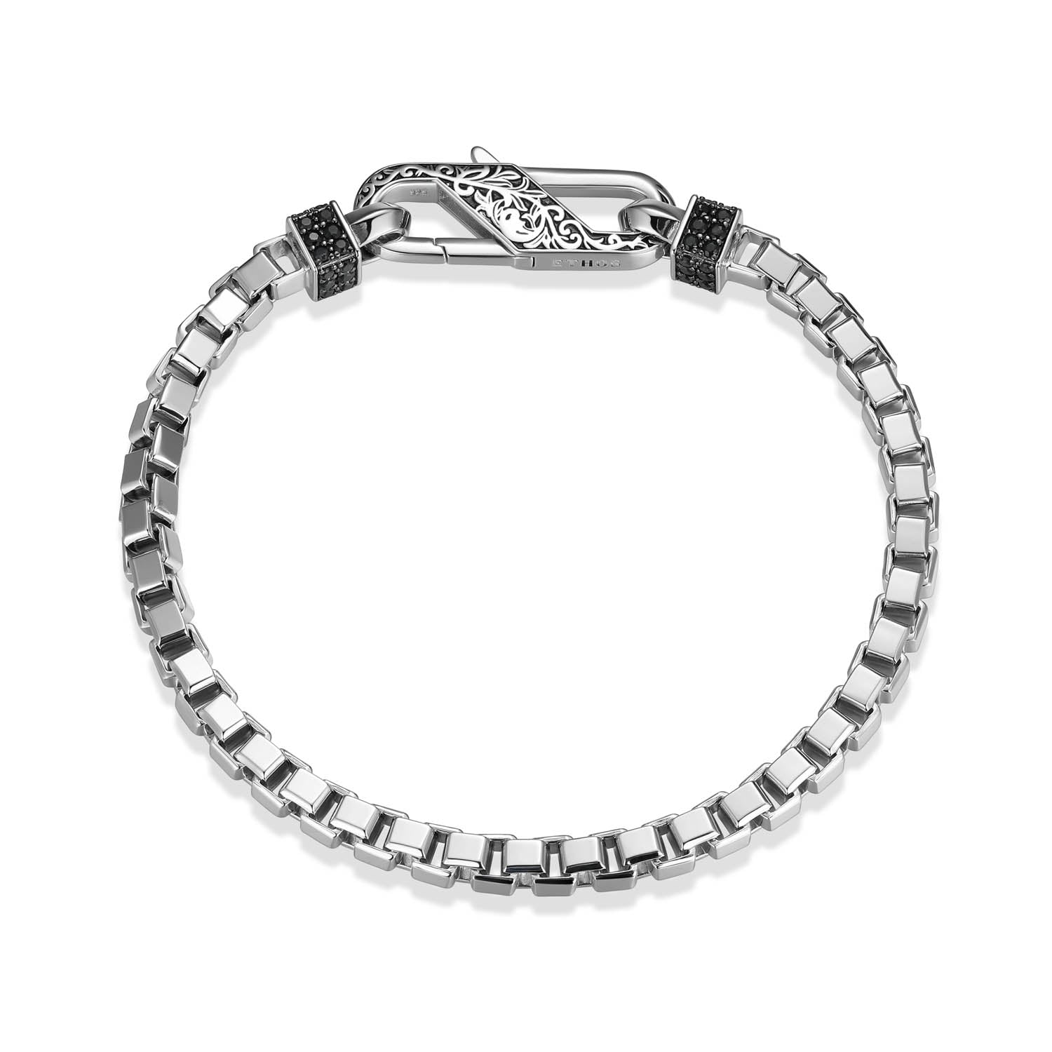 Links Gunmetal Rhodium Finish Sterling Silver Bracelet - UB0057 | ethos