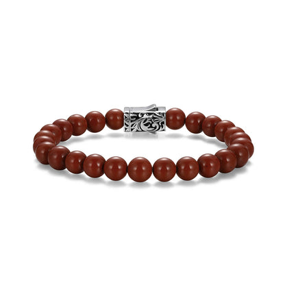 Crimson Rhodium Finish Steel & Sterling Silver Bracelet - UB0070 | ethos