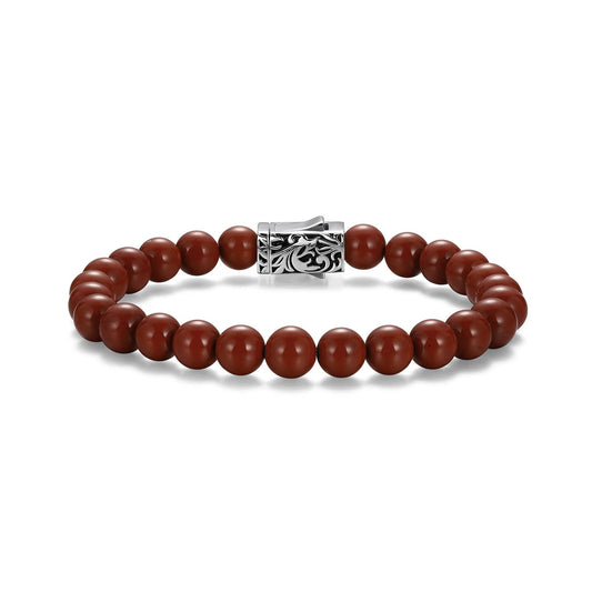 Crimson Rhodium Finish Steel & Sterling Silver Bracelet - UB0070 | ethos