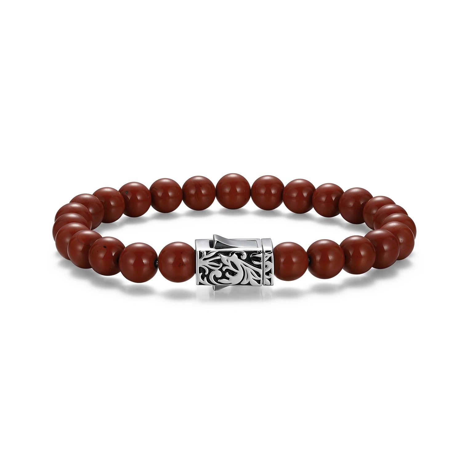 Crimson Rhodium Finish Steel & Sterling Silver Bracelet - UB0070 | ethos