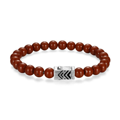 Crimson Rhodium Finish Steel & Sterling Silver Bracelet - UB0072 | ethos