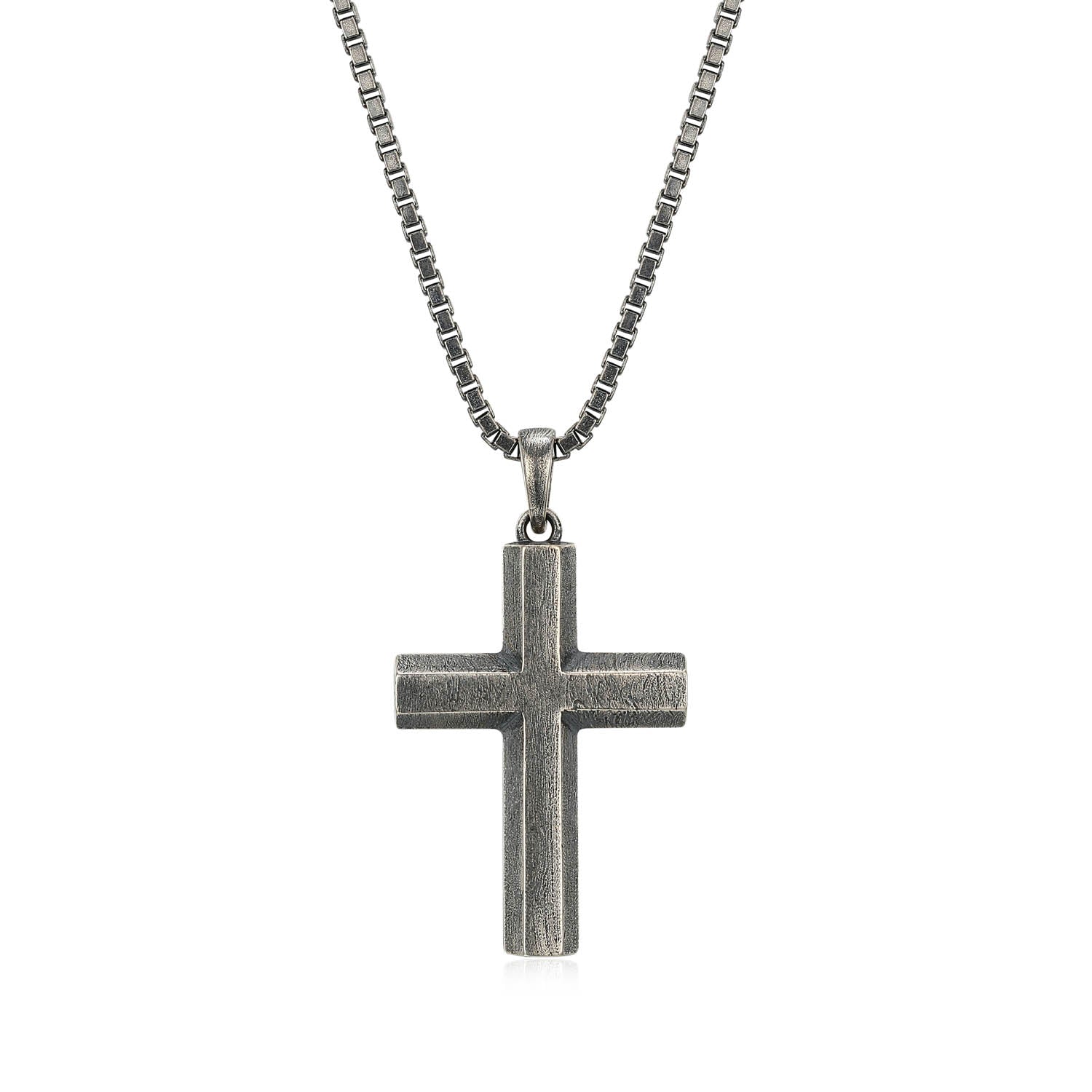 Eclipse Oxidized Finish Sterling Silver Cross Pendant Necklace | ethos