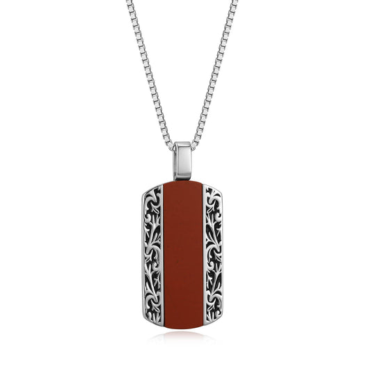 Crimson Rhodium Finish Sterling Silver Necklace - UN0070 | ethos