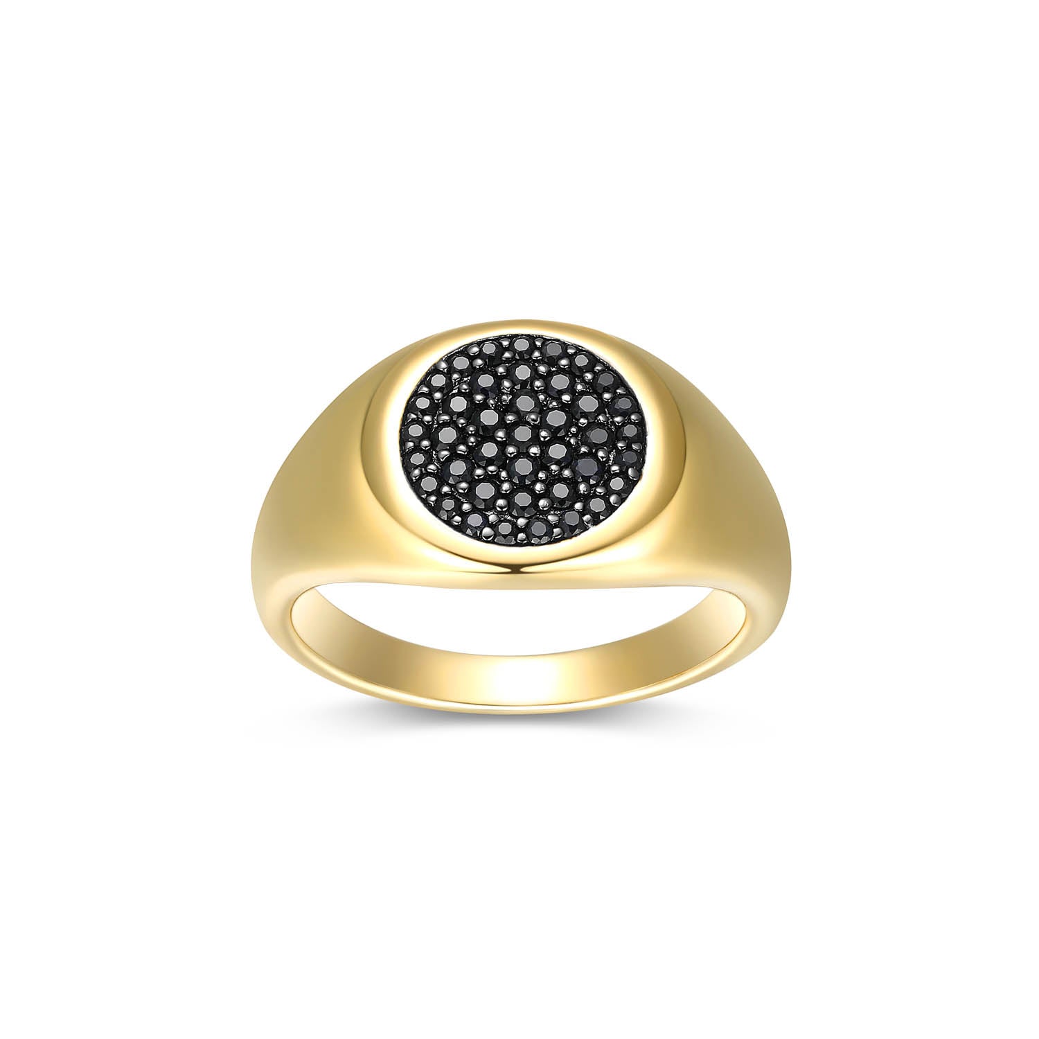 Black Ice Yellow Gold Plated Gunmetal Ring with Black Sapphire - UR0008 | ethos