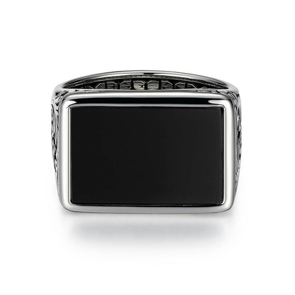 Chisel Rhodium Finish Sterling Silver Ring - UR0045 | ethos