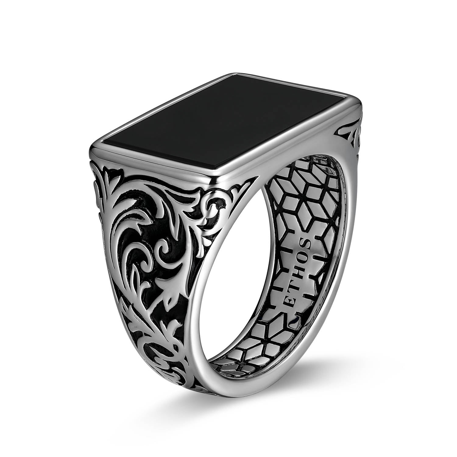 Chisel Rhodium Finish Sterling Silver Ring - UR0045 | ethos