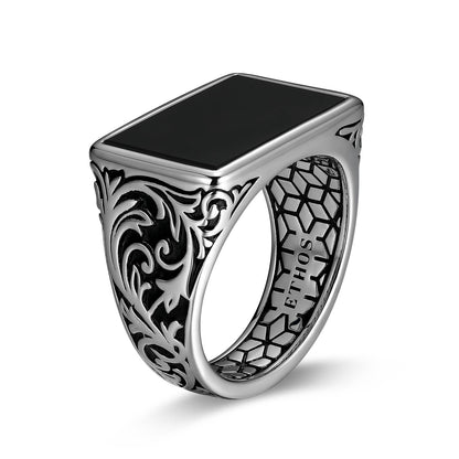 Chisel Rhodium Finish Sterling Silver Ring - UR0045 | ethos