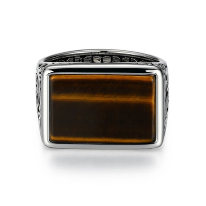 Chisel Rhodium Finish Sterling Silver Ring - UR0047 | ethos