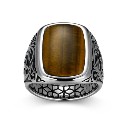 Chisel Rhodium Finish Sterling Silver Ring - UR0049 | ethos