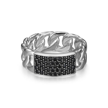 Links Gunmetal Rhodium Finish Sterling Silver Ring - UR0052 | ethos