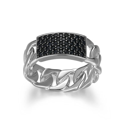 Links Gunmetal Rhodium Finish Sterling Silver Ring - UR0052 | ethos