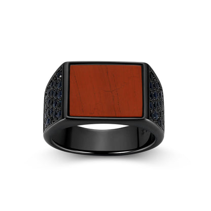 Crimson Gunmetal Finish Sterling Silver Ring - UR0071 | ethos