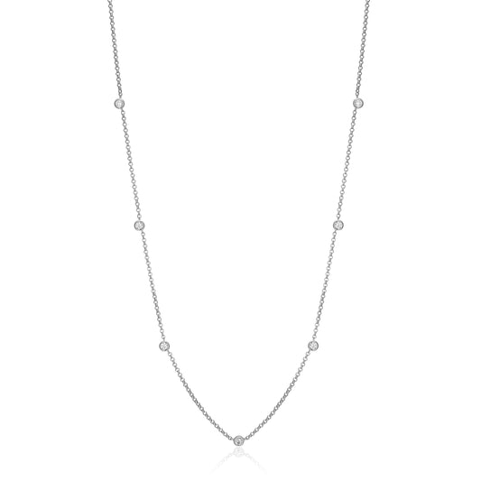 MN0111W - Essentials Small Station Lab-Created Diamond Necklace | Monte Luna