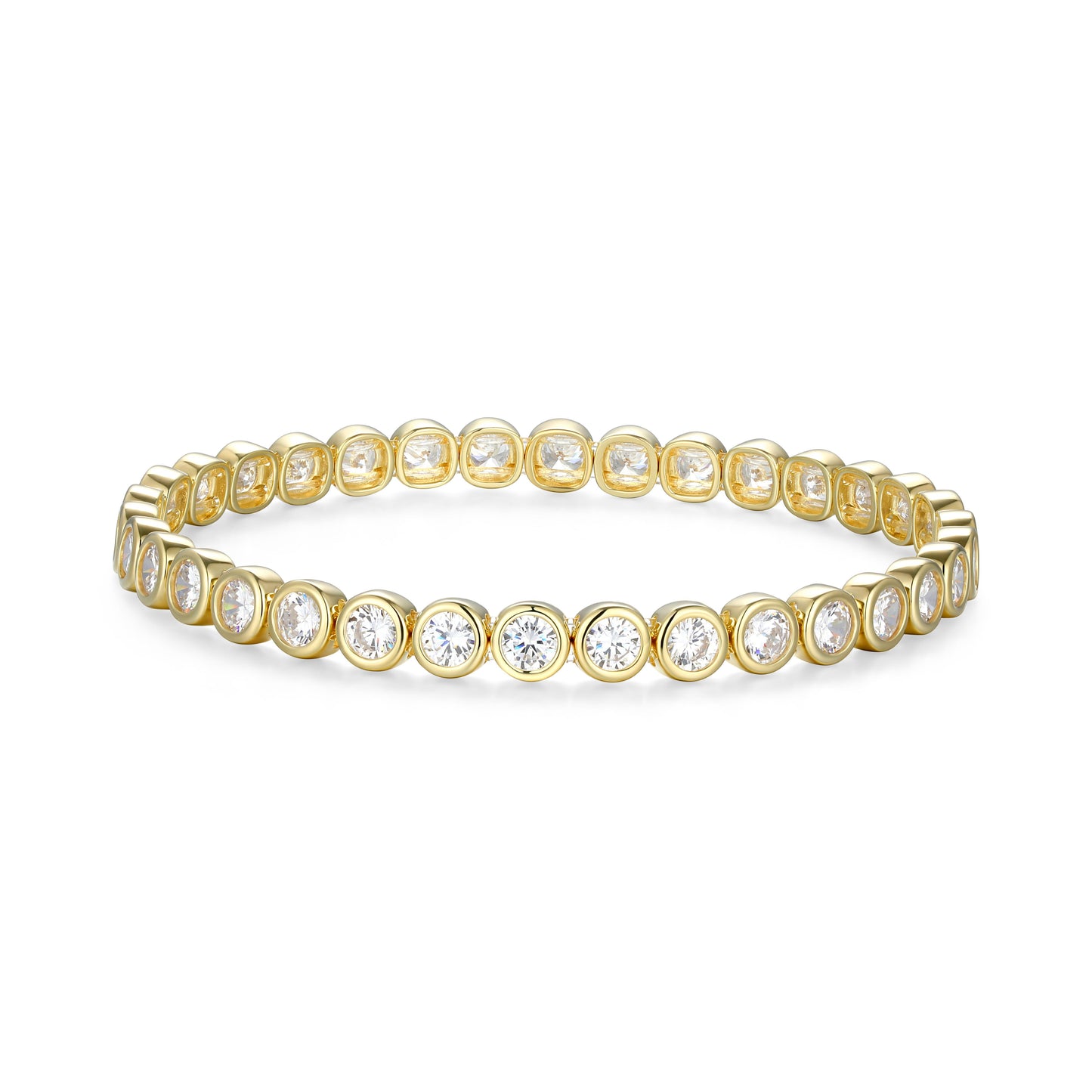 RB0195YL - 7.0 Inch Bezel Set Stretch Bracelet | reign