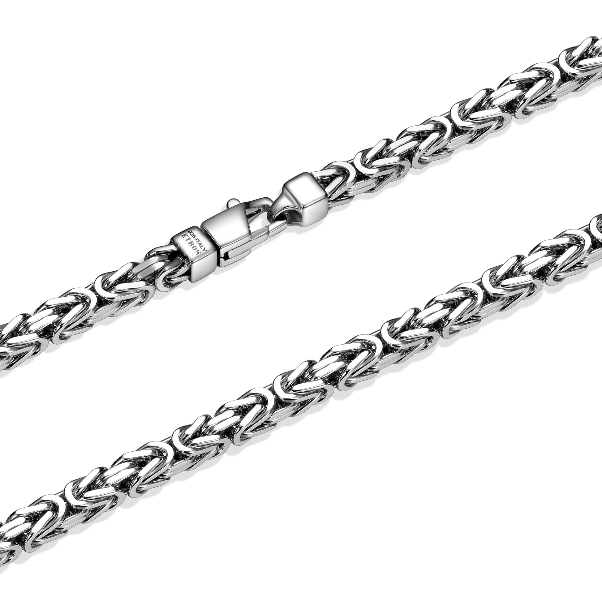 UN0004L - Italian Byzantine Chain Necklace Rhodium - Plated Sterling Silver - 24" | ethos