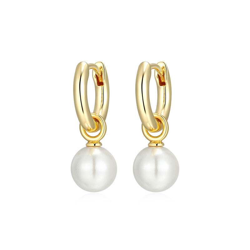 RE0234 - Pearl Drop Huggie Earrings | reign