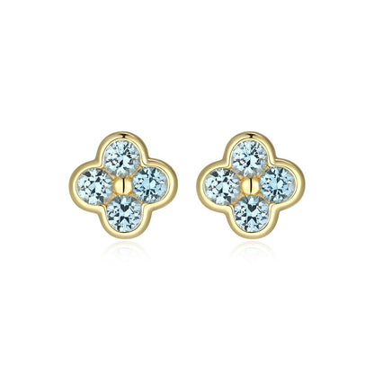 RE0292 - Blue Spinel Clover Stud Earrings | reign