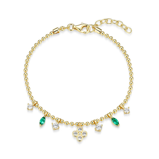 RB0289 - Lab-Created Emerald Charm Beaded Bracelet | reign