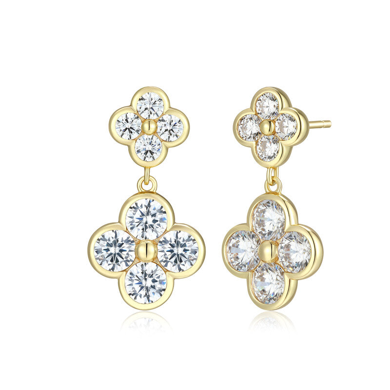 RE0294 - Clover Stud Drop Earrings | reign
