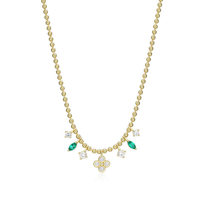 RN0289 - Lab-Created Emerald Charm Beaded Necklace | reign
