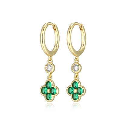 RE0291 - Emerald Nano Huggie Dangle Earrings | reign