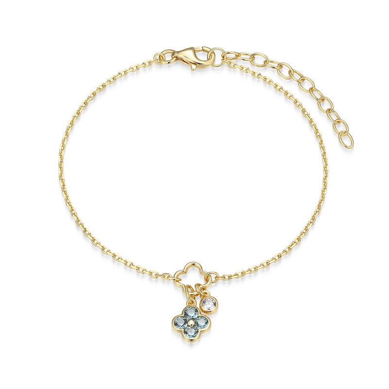 RB0292 - Blue Spinel Clover Charm Bracelet | reign