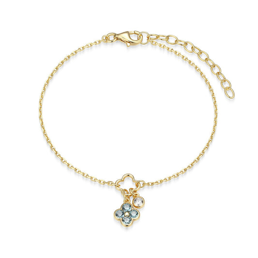 RB0292 - Blue Spinel Clover Charm Bracelet | reign