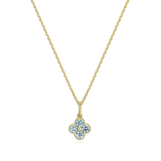 RN0292 - Blue Spinel Clover Pendant Necklace | reign