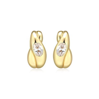 RE0236Y - Tapered Crossover Huggie Hoop Earrings | reign
