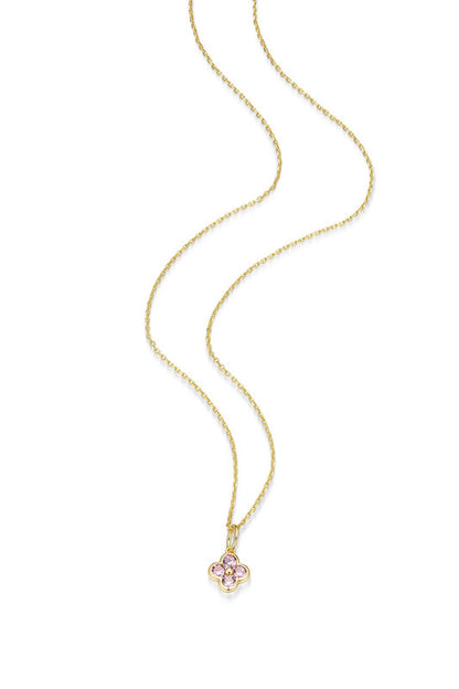 RN0293 - Pink CZ Clover Pendant Necklace | reign