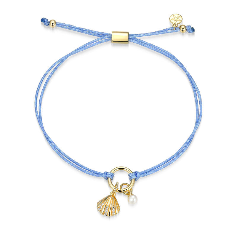 RB0297Y - Coastal Seashell Charm & Freshwater Pearl Bracelet | reign
