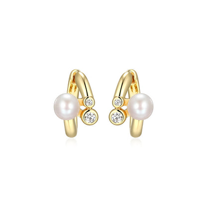 RE0231 - Bypass Pearl Huggie Earrings | reign