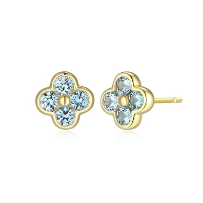RE0292 - Blue Spinel Clover Stud Earrings | reign