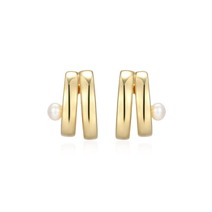 RE0232 - Duo Huggie Pearl Earrings | reign