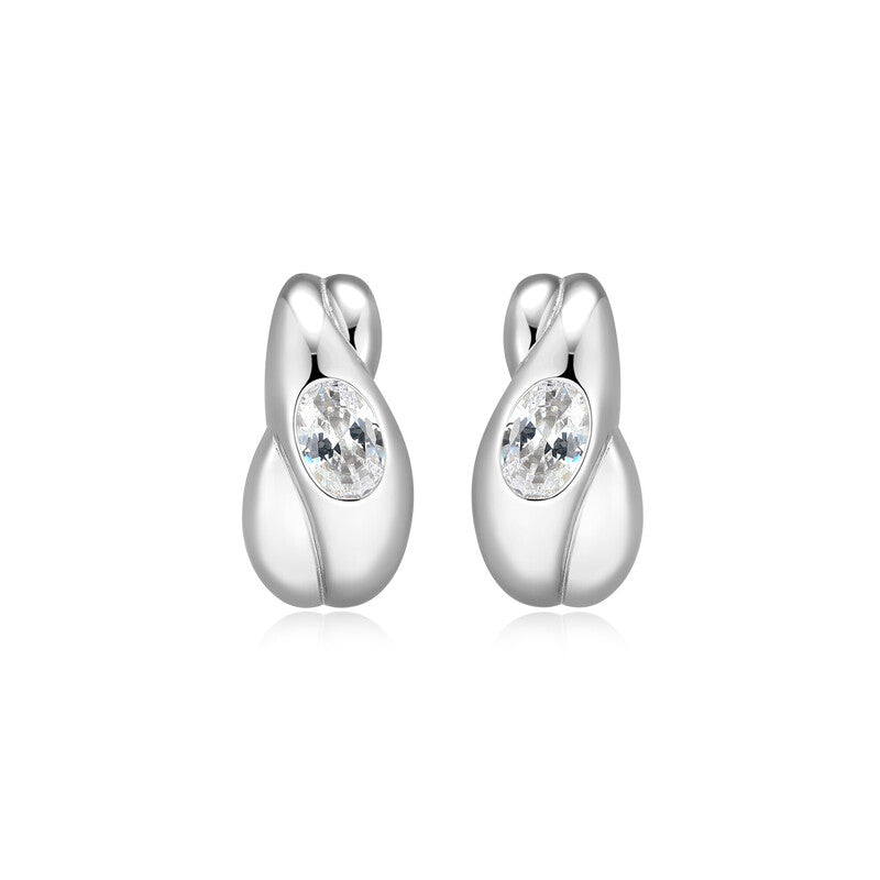 RE0236W - Tapered Crossover Huggie Hoop Earrings | reign