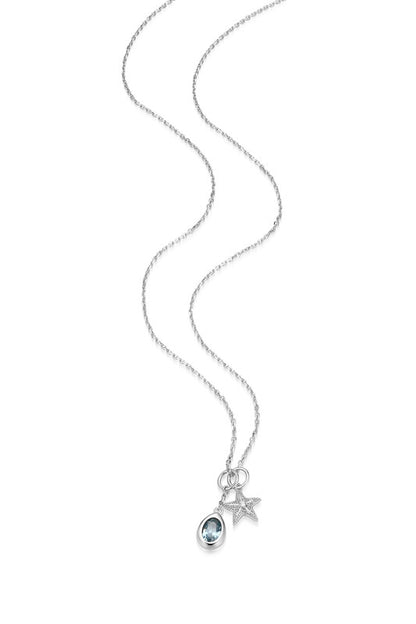 RN0296W - Blue Spinel & Starfish Charm Necklace | reign
