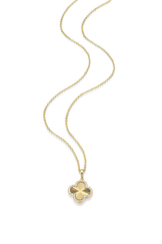 RN0228Y - Sunray Clover Pendant Necklace | reign