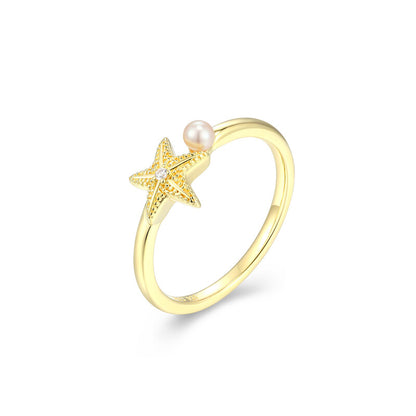 RR02996 - Starfish & Freshwater Pearl Ring | reign