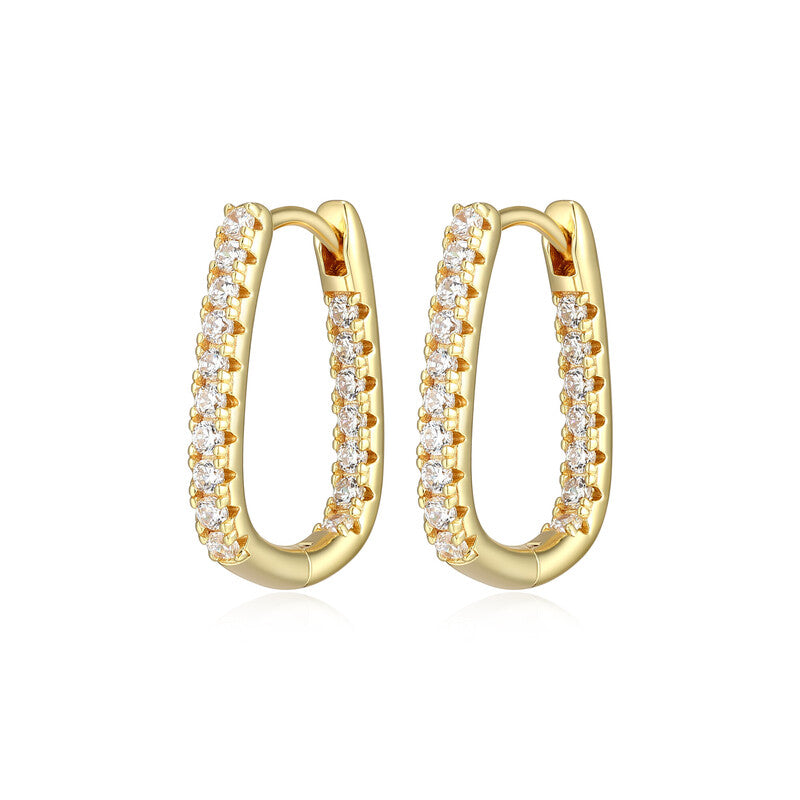 RE0257Y - Pavé U-Hoop Earrings | reign